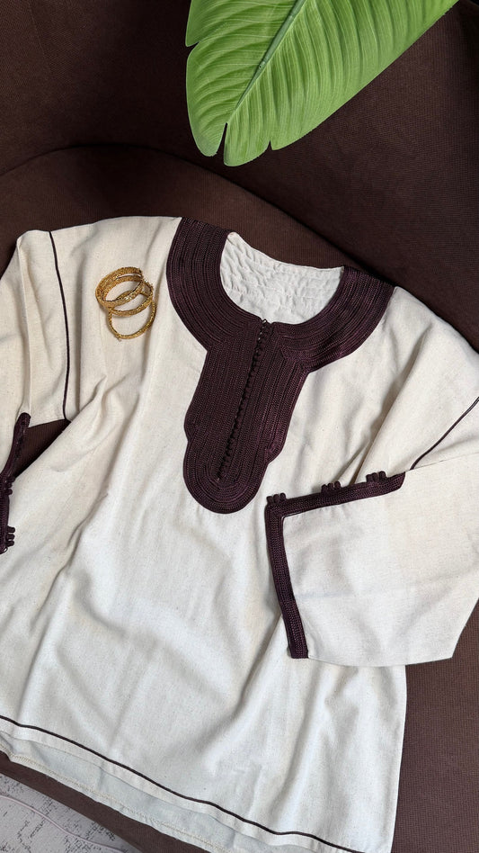 Broderie artisanale marocaine sur djellaba - IMRAH couture